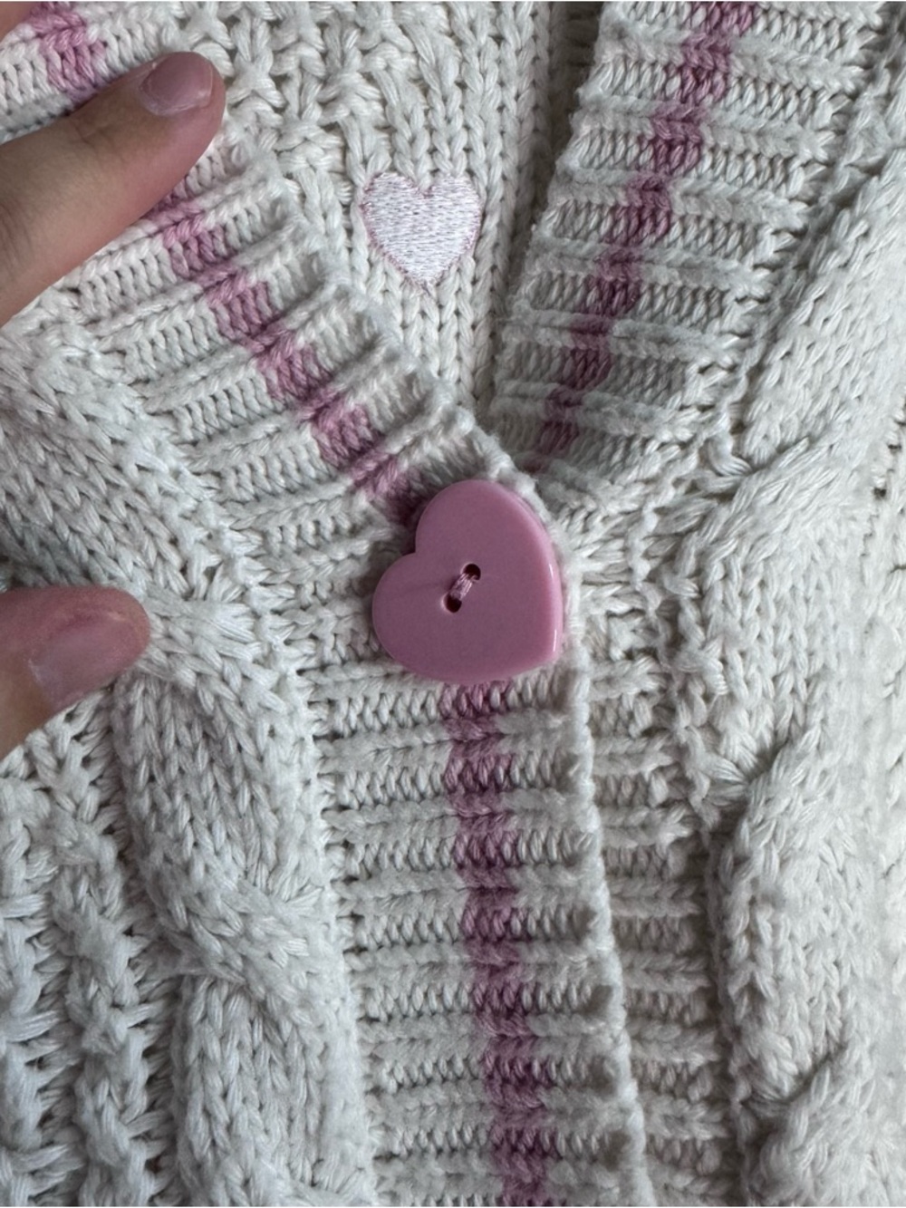 Taylor Swift Lover Cardigan M/L Cream Pink Hearts Cable Knit Official Merch - Picture 4 of 7